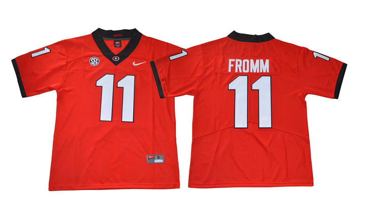 Georgia Bulldogs #11 Jake Fromm Red College Football Jersey